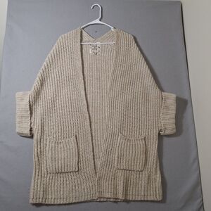 Urban Behavior Peace & Love Chunky Knit Cardigan Womens M Cream Boho Open Front
